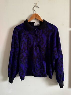vintage purple paisley cropped knit sweater 💜